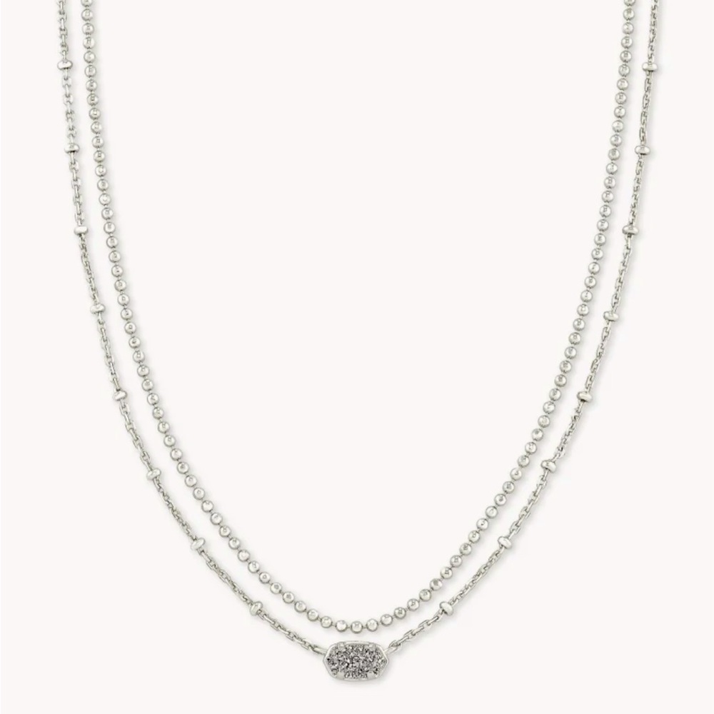 Kendra Scott Emilie Silver Multi Strand Necklace in Platinum Drusy